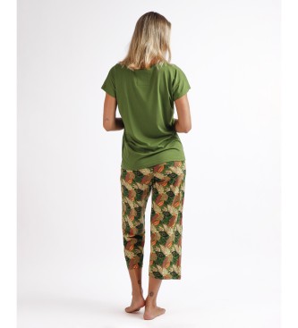 Admas Apres Sleep Palazzo Pyjama met korte mouwen groen