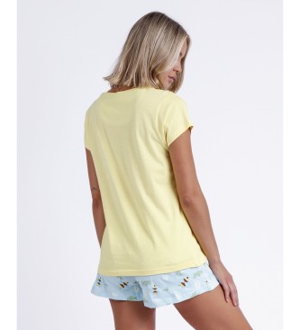 Admas Beeutiful Pyjama met korte mouwen geel