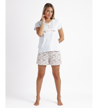 Admas Summer Love Kurzarm-Pyjama blau