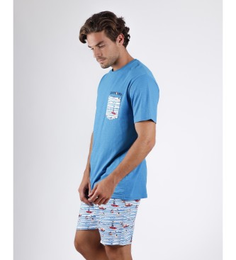 Admas Pyjama à manches courtes ADMAS Summer Time bleu