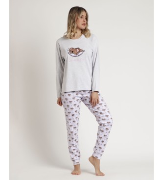 Admas Langrmeliger Pyjama All You Need is Sleep grau