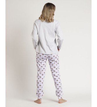 Admas Langrmeliger Pyjama All You Need is Sleep grau