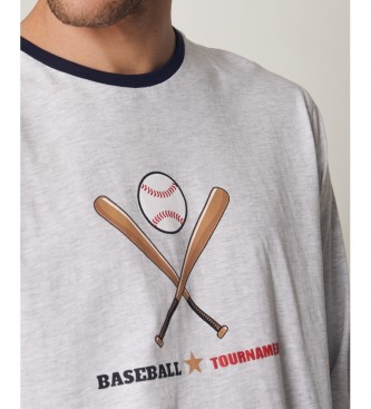 Admas Pyjama de baseball gris