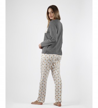 Admas Cute Teddy Pajama Pocket Pajamas gray