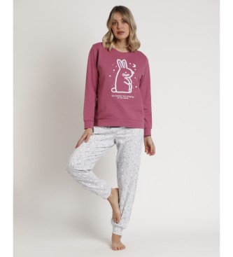 Admas Bunnies On The Moon Pink Long Sleeve Pyjamas