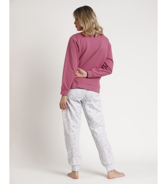 Admas Bunnies On The Moon Pink Long Sleeve Pyjamas