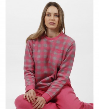 Admas Roze Vichy geruite pyjama