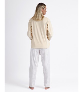 Admas Pajamas Long Sleeve Double Velvet Soft Pico beige
