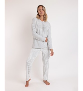 Admas Pijama Manga Larga Doble Velvet Soft Pico gris