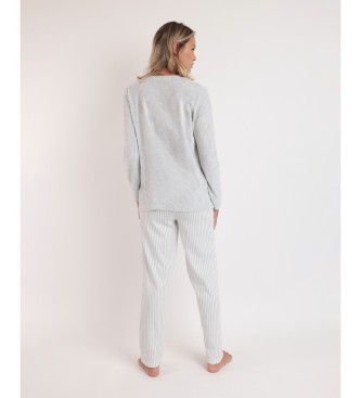 Admas Pyjama manches longues double velours doux Pico gris