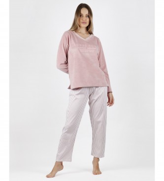 Admas Pyjama double velours rose doux