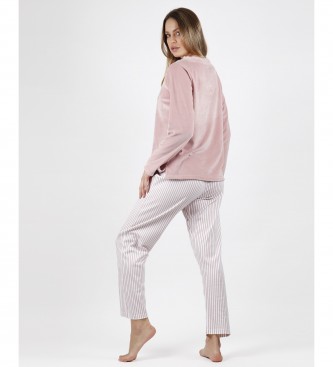 Admas Pyjama double velours rose doux