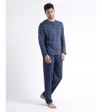 Admas Marineblauer Pyjama mit Origamidruck und langen rmeln