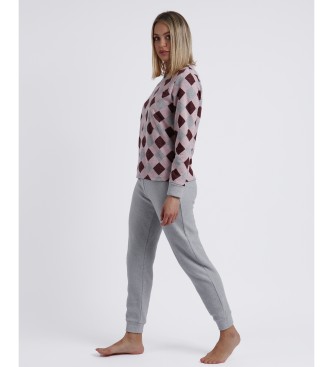 Admas Harlequin Long Sleeve Pyjamas pink