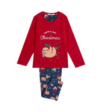 Admas Langrmet pyjamas Have a Lazy Christmas rd, bl