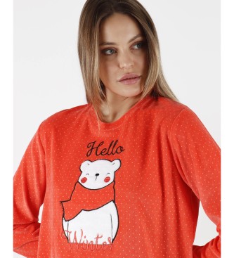 Admas Pijama de manga comprida Hello Wish vermelho