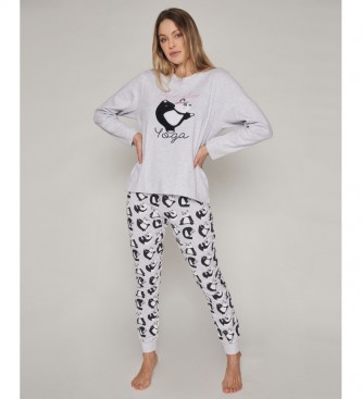 Admas Pyjama Panda Yoga gris