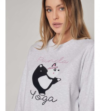 Admas Panda Yoga pijama cinza
