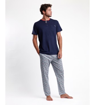 Admas Pijama de manga comprida azul-marinho