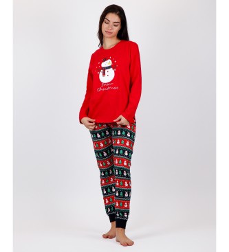 Admas Pijama de manga comprida de Natal com neve para mulher
