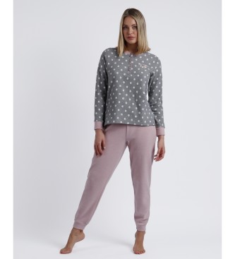 Admas Pijama Manga Larga Sweet Dots gris