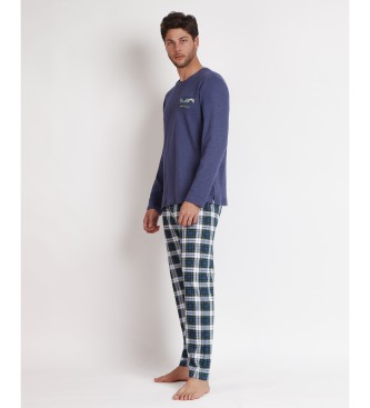 Admas Pyjamas Langarm-Oberteil Born To Ride blau