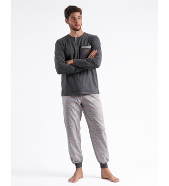 Admas Pajamas Long Sleeve Top Bulldog grey