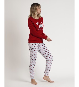 Admas Pyjama Top manches longues Lou Lou Cold maroon