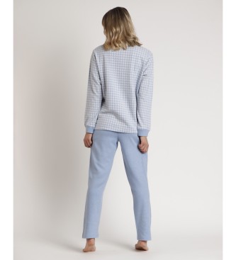 Admas Pyjama Lange Mouw Top Milano Dream blauw gebreide pyjama