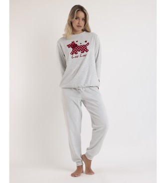 Admas Pyjama Long Sleeve Velour Lou Lou Cold grey