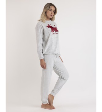 Admas Pyjama Long Sleeve Velour Lou Lou Cold grey