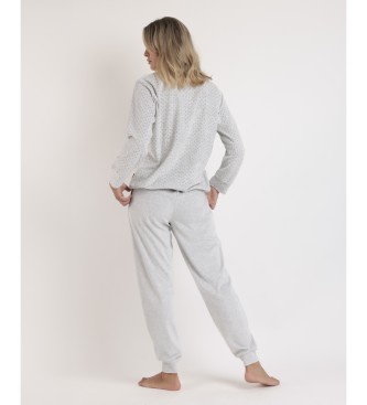 Admas Pyjama Manches longues Velours Lou Lou Cold grey