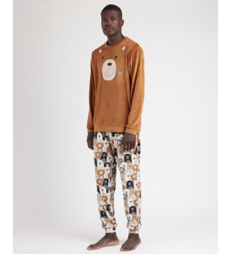 Admas Velvet Family Bear Lngrmad Pyjamas brun