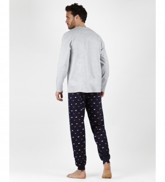 Admas Pyjama Wide & Low gris, marine