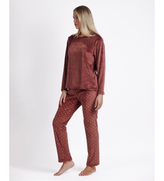 Admas Pajama Velvet Long Sleeve Dream Big brown