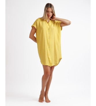 Admas Kortrmad skjortklnning Fluid yellow