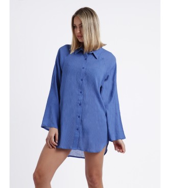 Admas Praia de manga comprida Camisa de manga comprida Vestido azul