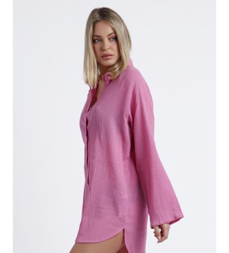 Admas Camisa de manga comprida Fuchsia Beach Dress