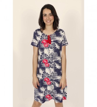 Admas Kurzrmeliges tropisches Marine-Kleid mit kurzen rmeln