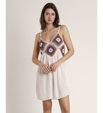 Admas ADMAS Strappy Hippy Crochet Strapless Dress biały