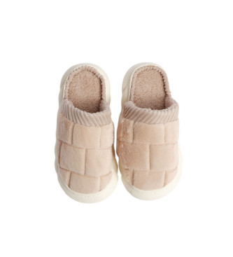 Admas Beige checkered slippers