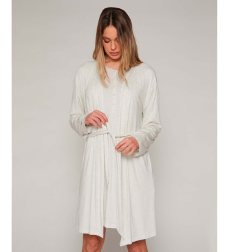 Admas Basic beige long-sleeved dressing gown