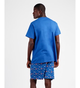 Admas Pijama de manga curta Insert Coin azul