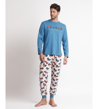 Admas Tractor long sleeve pyjamas blue