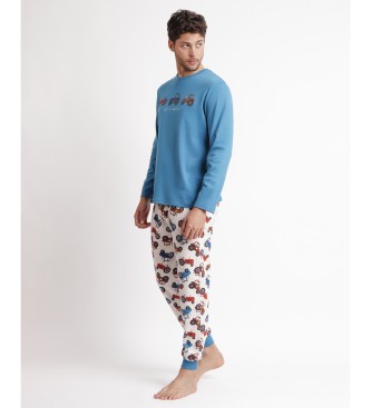 Admas Tractor long sleeve pyjamas blue