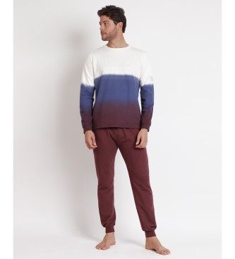 Admas Pyjama Lange Mouw Degrad Fleece Maroon