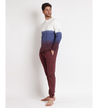 Admas Pyjama Lange Mouw Degrad Fleece Maroon