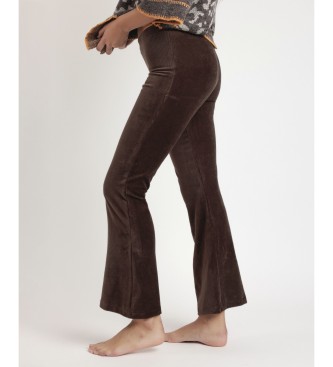 Admas Pantaln Elstico Largo Campana Corduroy marrn