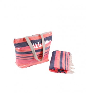 Admas Set Pareo and Beach Bag Pink Stripes