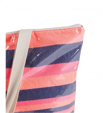 Admas Conjunto Pareo e Beach Bag Pink Stripes